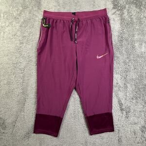 Nike Mens M Dri-FIT Running Joggers NEW Cropped Athletic Pants Maroon Purple